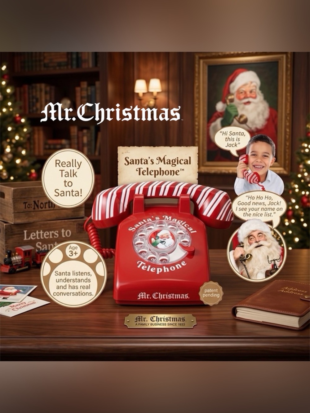 Mr. Christmas Magical Santa Phone Interactive Real (AI) Conversations for Kids A